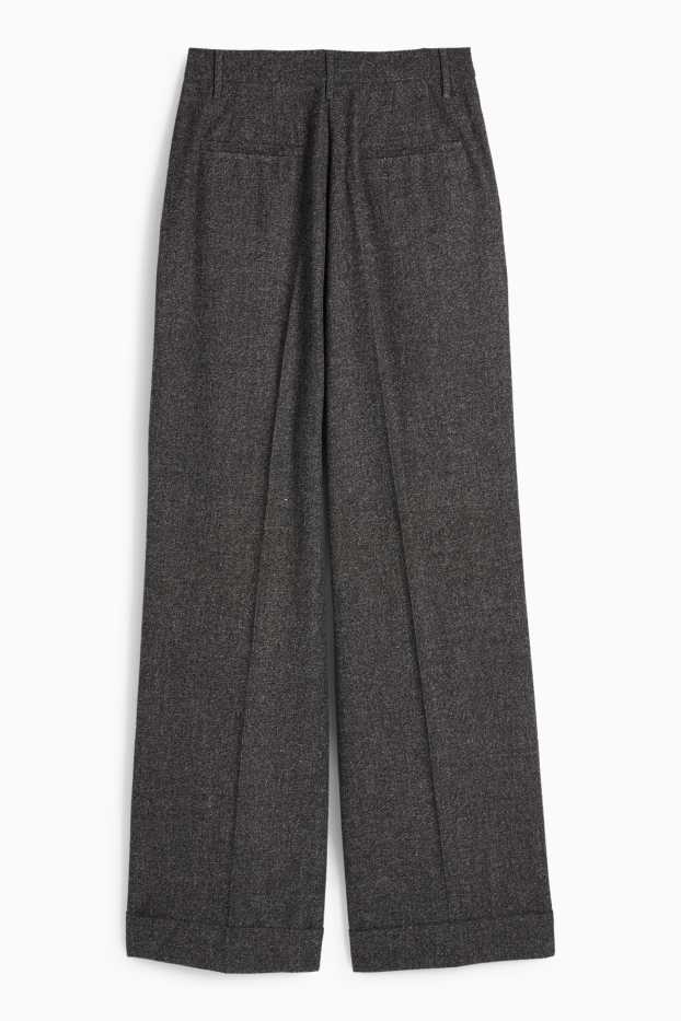 Damen - Stoffhose - High Waist - Wide Leg - strukturiert - dunkelgrau