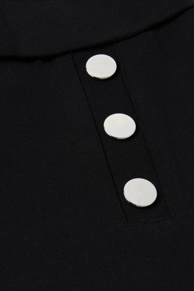 Women - Jersey trousers - high-rise waist - wide leg - black