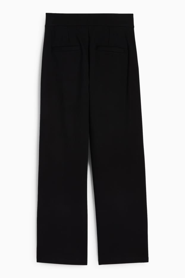 Women - Jersey trousers - high-rise waist - wide leg - black