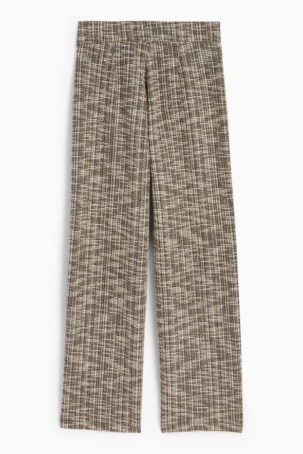 Women - Bouclé trousers - high-rise waist - wide leg - beige