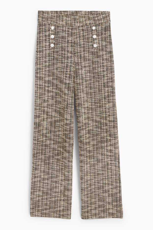Women - Bouclé trousers - high-rise waist - wide leg - beige
