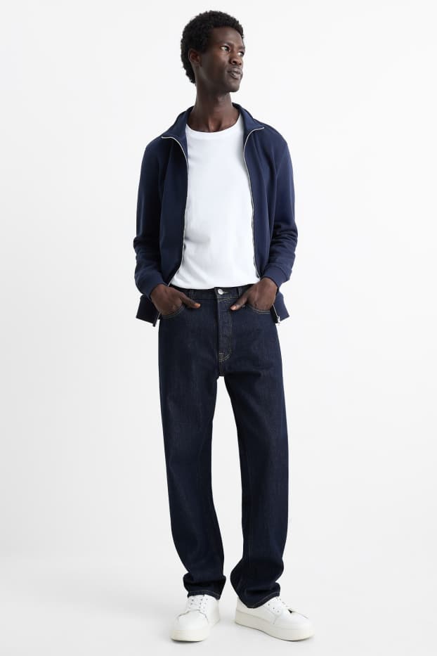 Herren - Regular Jeans mit Knopfleiste - dunkeljeansblau