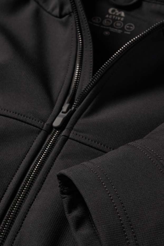 Herren - Softshelljacke mit Kapuze - wasserabweisend - schwarz