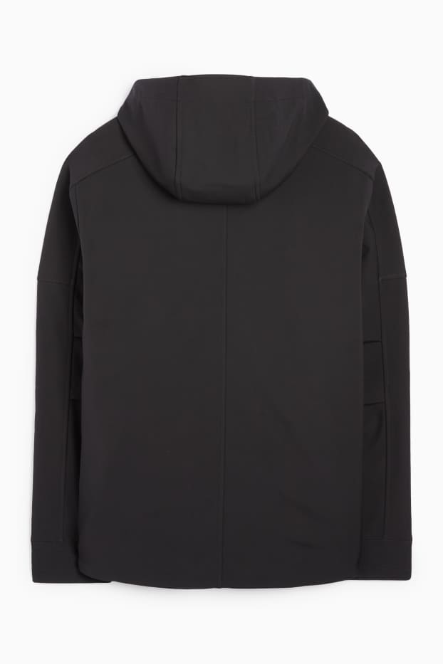 Herren - Softshelljacke mit Kapuze - wasserabweisend - schwarz