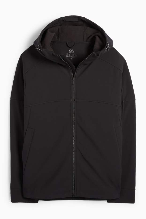 Herren - Softshelljacke mit Kapuze - wasserabweisend - schwarz