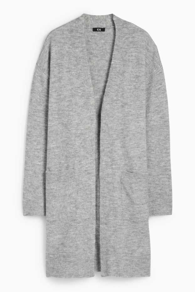 Femmes - Long gilet en maille - gris