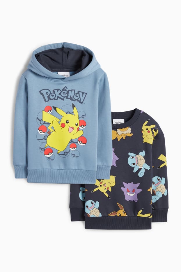 Kinder Buben - Multipack 2er - Pokémon - Hoodie und Sweatshirt - blau