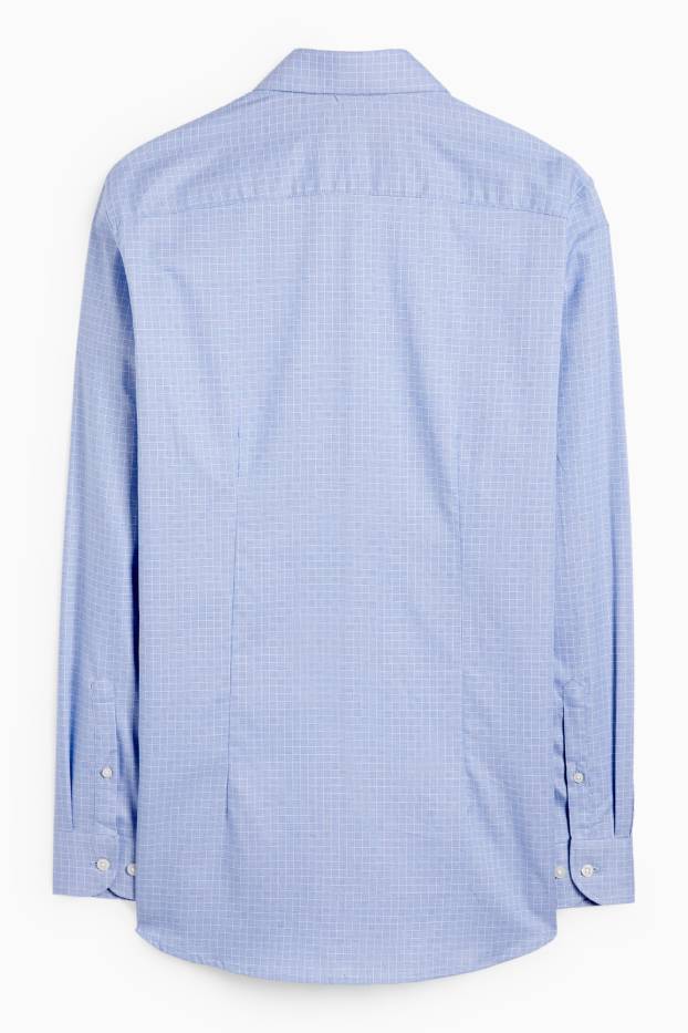 Herren - Businesshemd - Slim Fit - Cutaway - kariert - blau