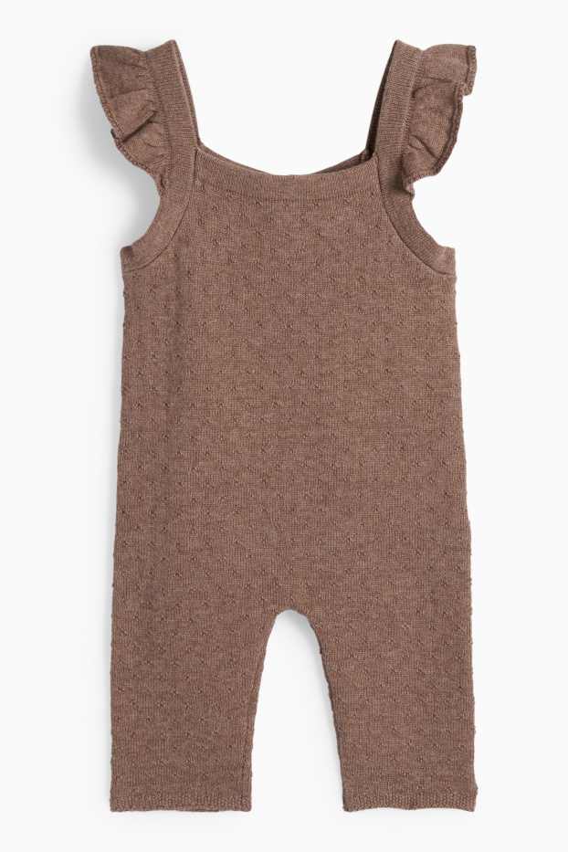 Neonate - Fiorellini - completo per neonate - 2 pezzi - marrone