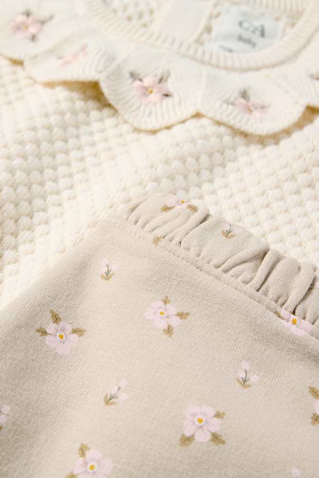 Baby Girls - Floral - baby outfit - 2 piece - cremewhite