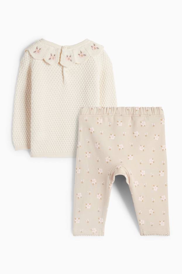 Baby Girls - Floral - baby outfit - 2 piece - cremewhite