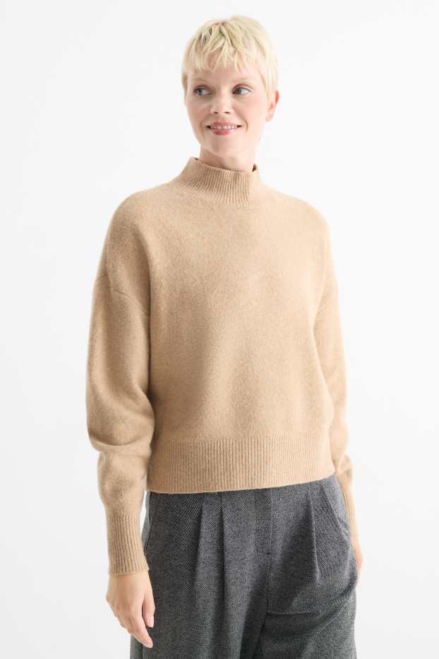 Damen - Pullover - hellbeige