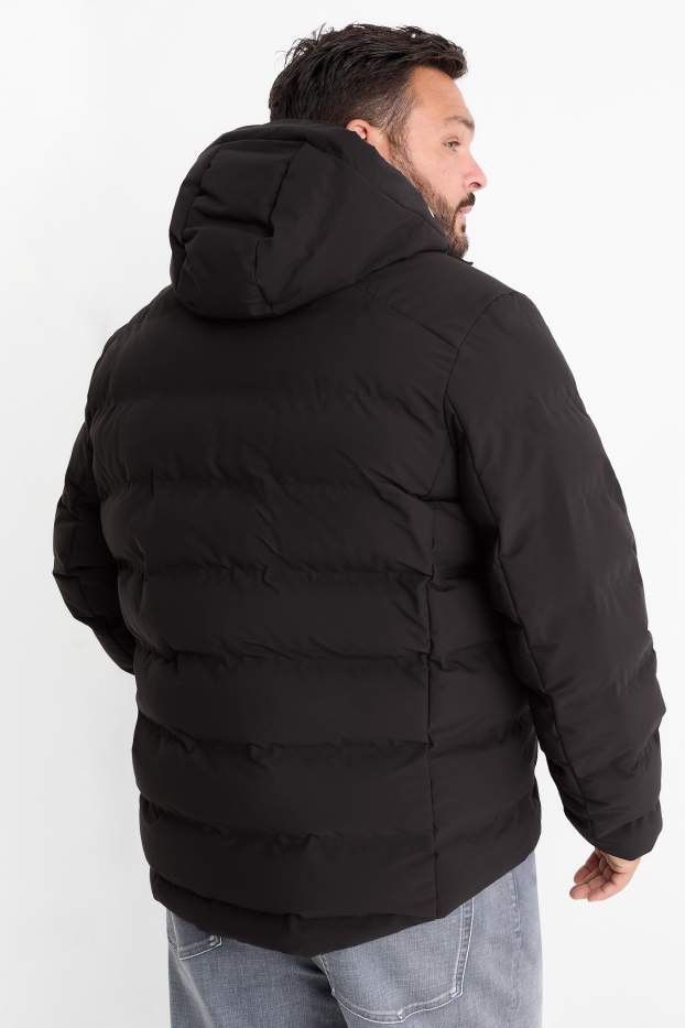Uomo - Giacca trapuntata con cappuccio - idrorepellente - nero