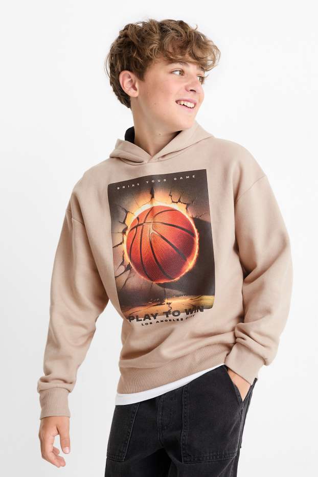 Enfants garçons - Basketball - sweat à capuche - marron clair