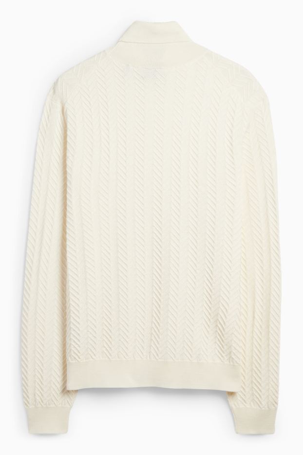 Men - Turtleneck jumper - textured - cremewhite