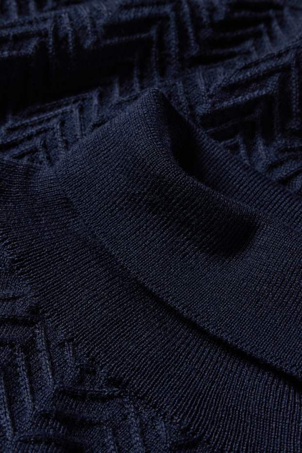 Herren - Rollkragenpullover - strukturiert - dunkelblau
