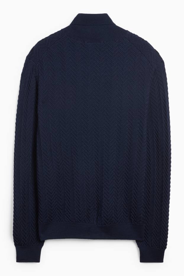 Herren - Rollkragenpullover - strukturiert - dunkelblau