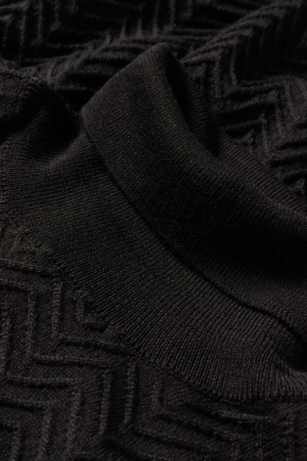 Herren - Rollkragenpullover - strukturiert - schwarz