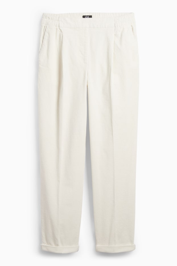 Dames - Corduroy broeek - high waist - tapered fit - LYCRA® - crème wit