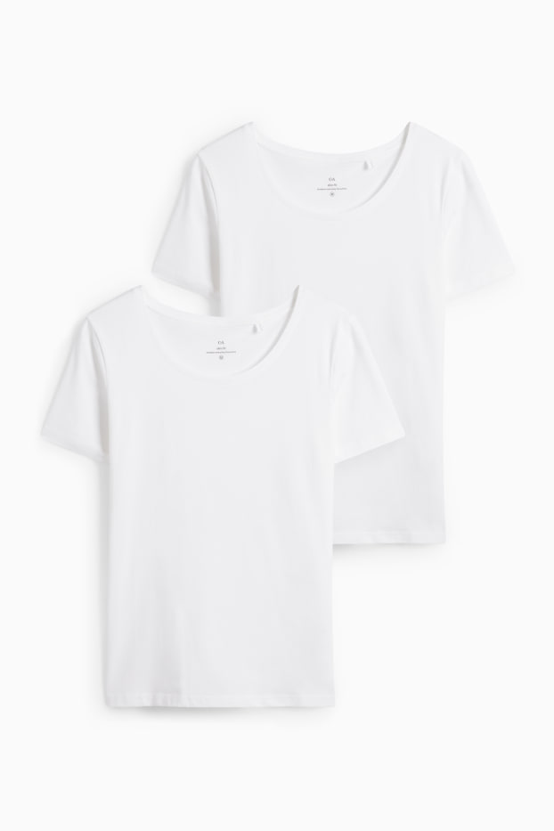 Dámské - Multipack 3 ks - tričko basic - slim fit - bílá