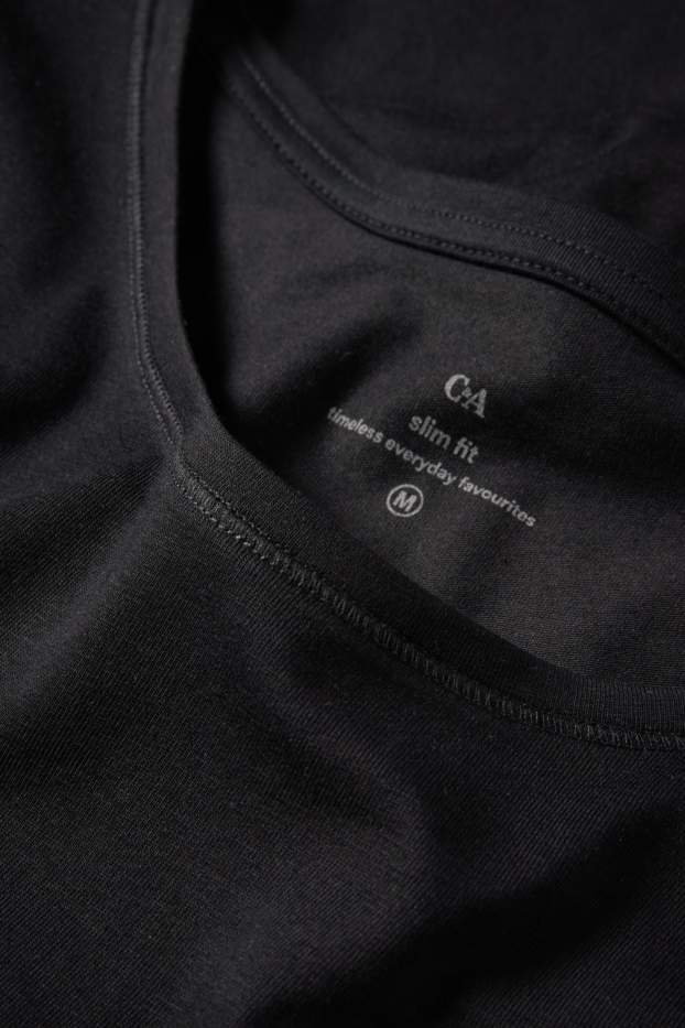 Damen - Multipack 3er - T-Shirt - Slim Fit - schwarz