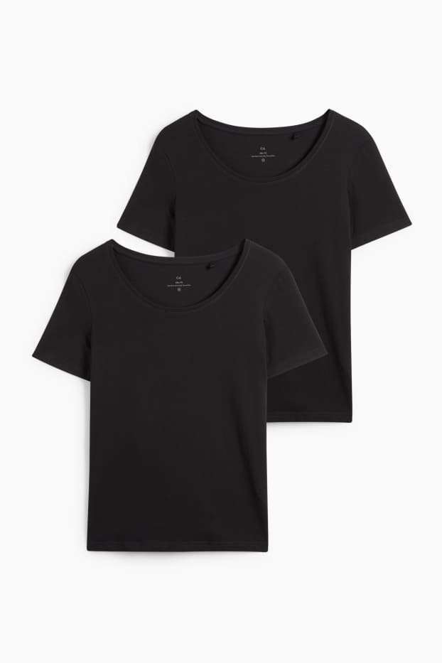 Damen - Multipack 3er - T-Shirt - Slim Fit - schwarz