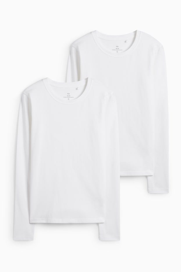 Women - Multipack of 2 - long sleeve top - slim fit - white