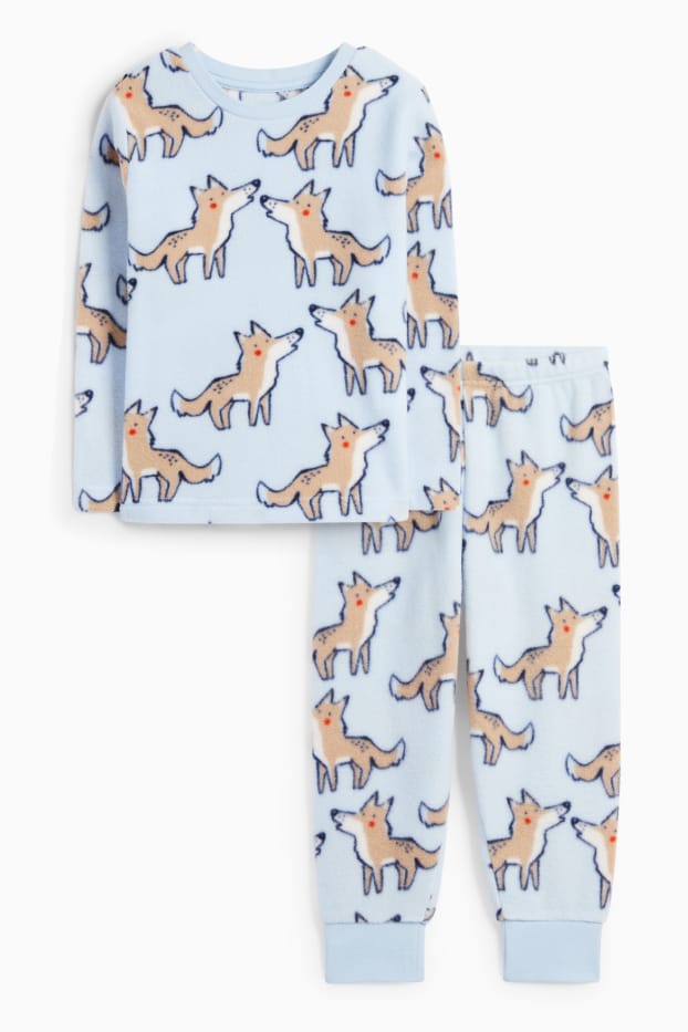 Kinderen: jongens - Wolf - pyjama van fleece - 2-delig - lichtblauw