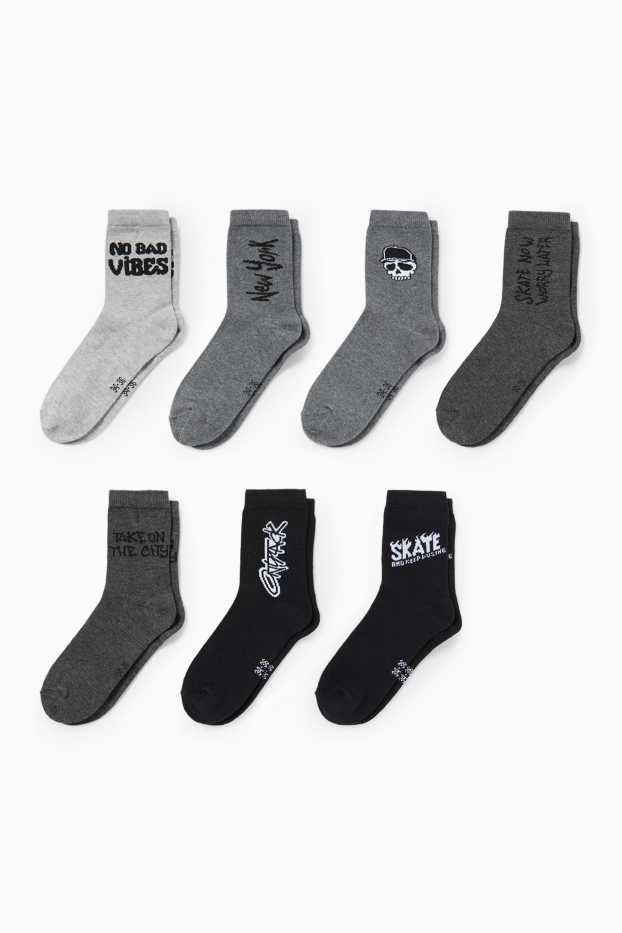 Kinder Jungen - Multipack 7er - Skate und Graffiti - Socken mit Motiv - schwarz