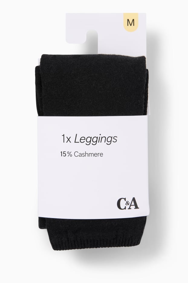 Dames - Legging, deels met kasjmier - zwart