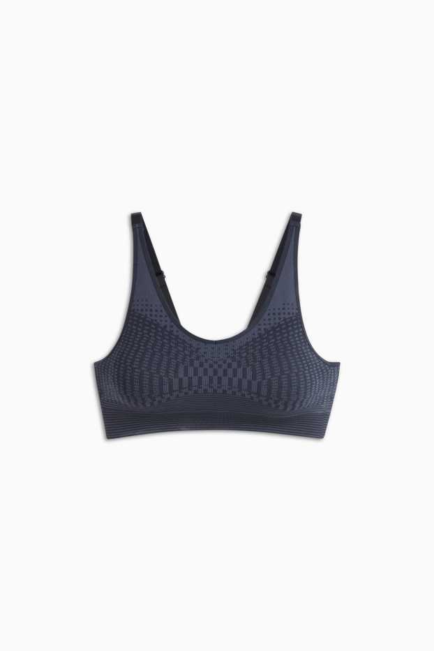 Damen - Funktions-BH - wattiert - seamless - gemustert - dunkelblau
