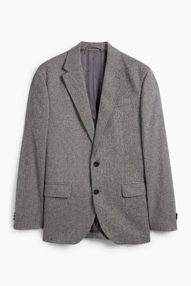 Hommes - Veste de costume - regular fit - extensible - finition texturée - gris chiné