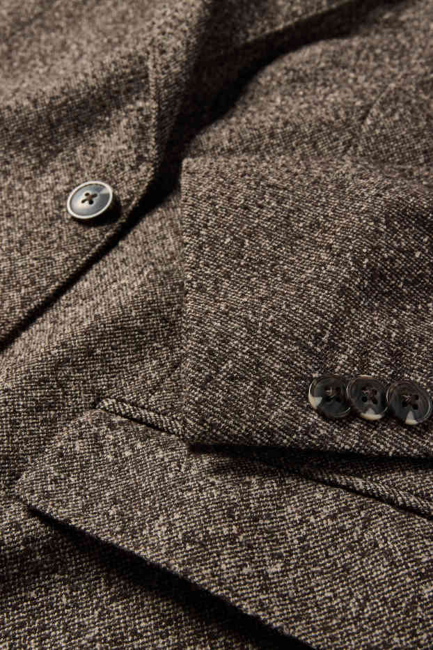 Hommes - Veste de costume - regular fit - extensible - finition texturée - marron