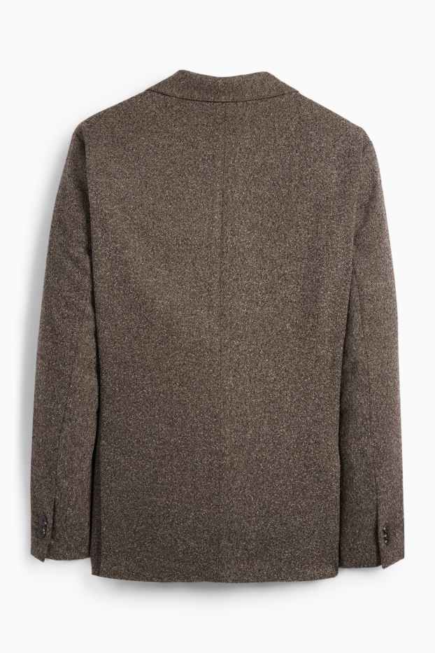 Hommes - Veste de costume - regular fit - extensible - finition texturée - marron