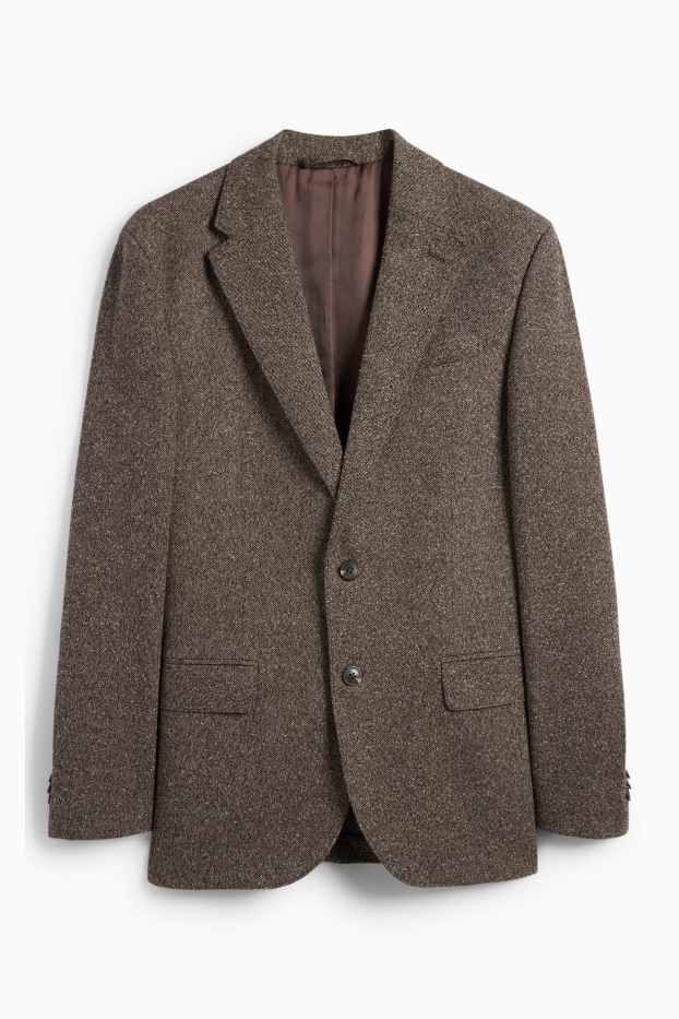 Hommes - Veste de costume - regular fit - extensible - finition texturée - marron