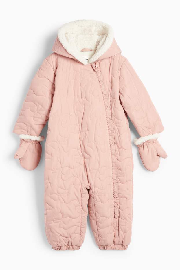 Bébés filles - Combinaison de neige à capuche pour bébé - abricot