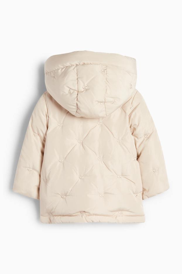Bebés niñas - Lazos - chaqueta acolchada para bebé con capucha - beis