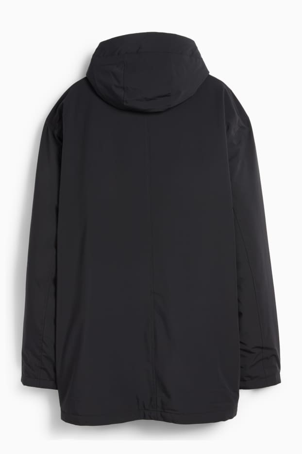 Hommes - Parka à capuche - finition doublée - finition déperlante - noir