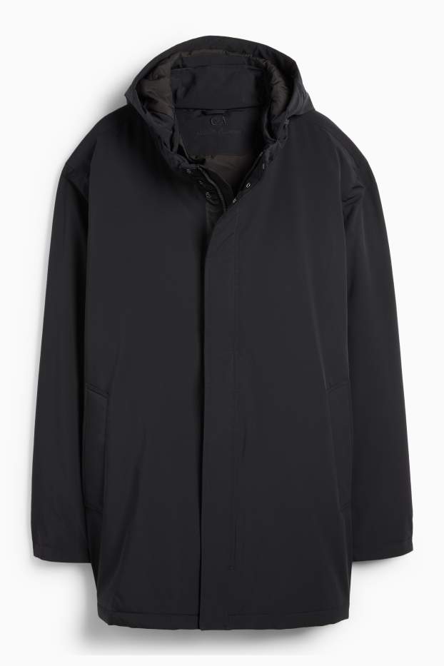 Hommes - Parka à capuche - finition doublée - finition déperlante - noir
