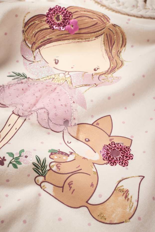 Niños: niñas - Hada y zorrito - camiseta de manga larga - de lunares - blanco roto