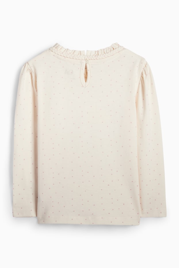 Niños: niñas - Hada y zorrito - camiseta de manga larga - de lunares - blanco roto