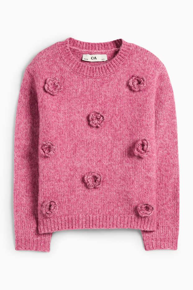 Kinder Mädchen - Blume - Pullover - pink