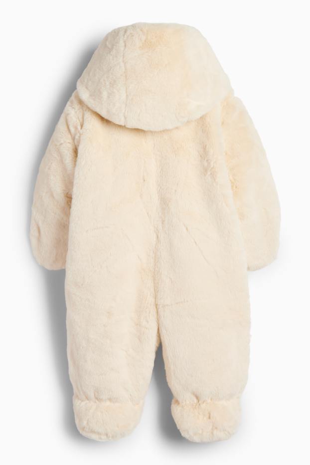 Baby Girls - Baby faux fur snowsuit with hood - creme
