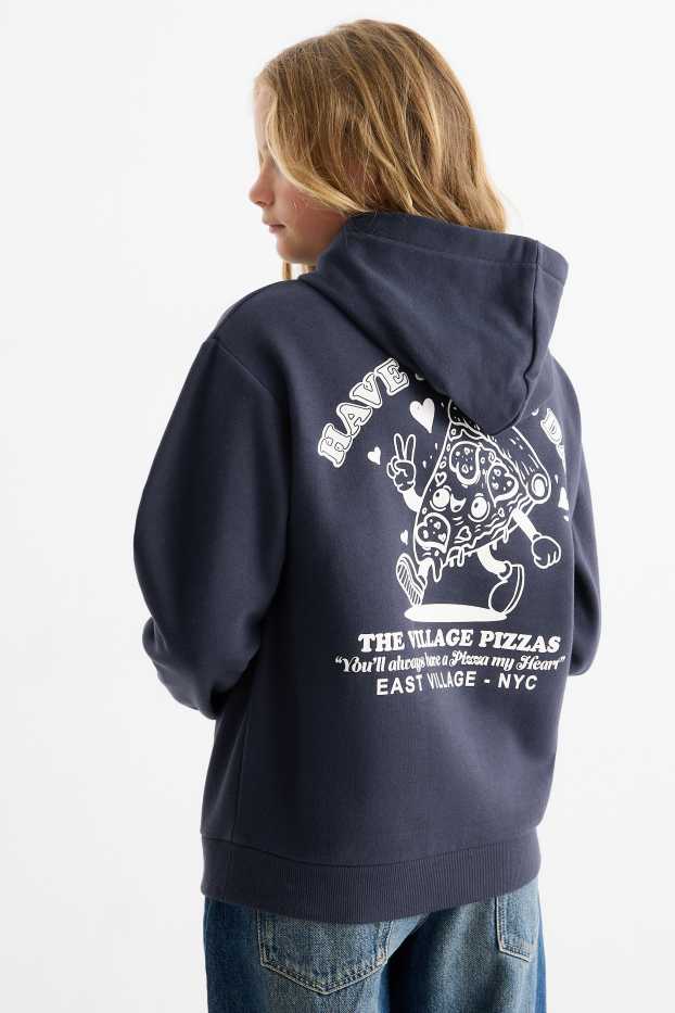 Kinderen: meisjes - Pizza - hoodie - donkerblauw