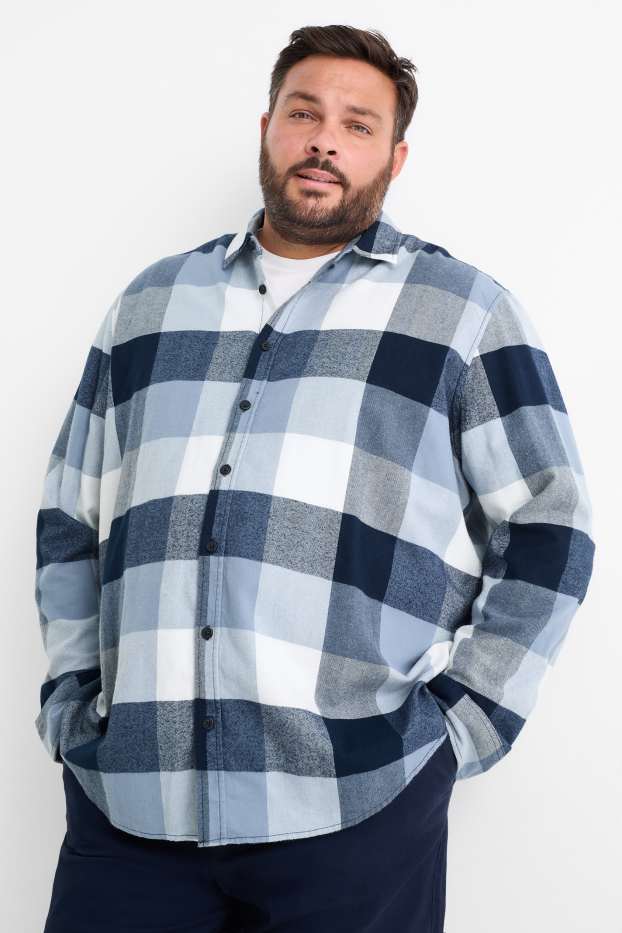 Men - Shirt - regular fit - kent collar - check - blue