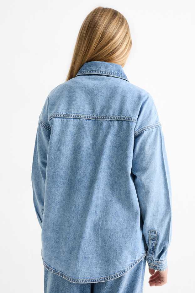 Kinder Mädchen - Jeansbluse - helljeansblau