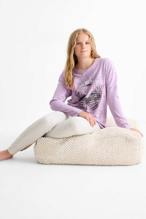 Kinder Mädchen - Schmetterling - Pyjama - 2 teilig - hellviolett
