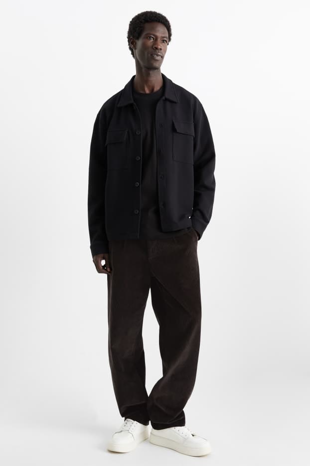 Herren - Cord-Chino - Relaxed Fit - schwarz