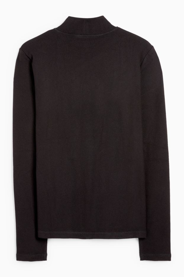 Femei - Tricou cu mânecă lungă termoizolant din fleece - regular fit - negru