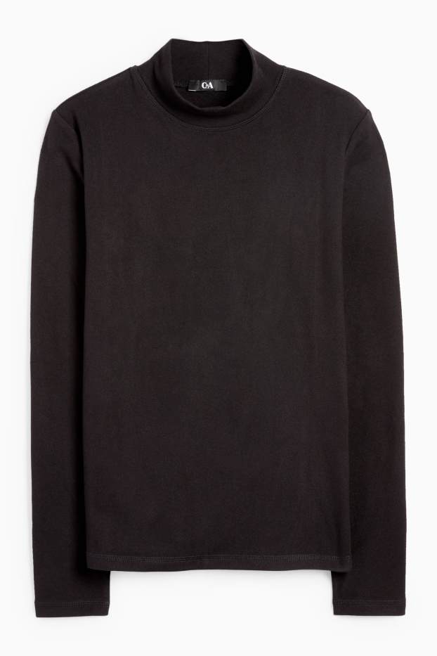 Femei - Tricou cu mânecă lungă termoizolant din fleece - regular fit - negru